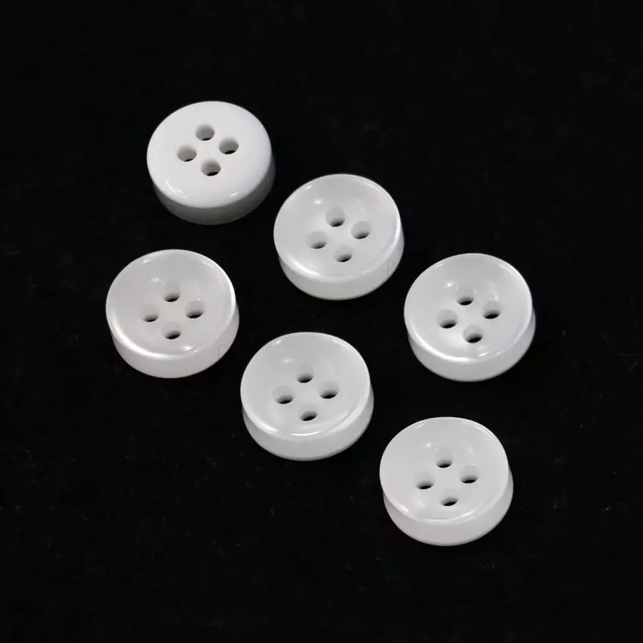 White Resin Buttons Durable for Shirts & DIY Crafts - 14L/16L