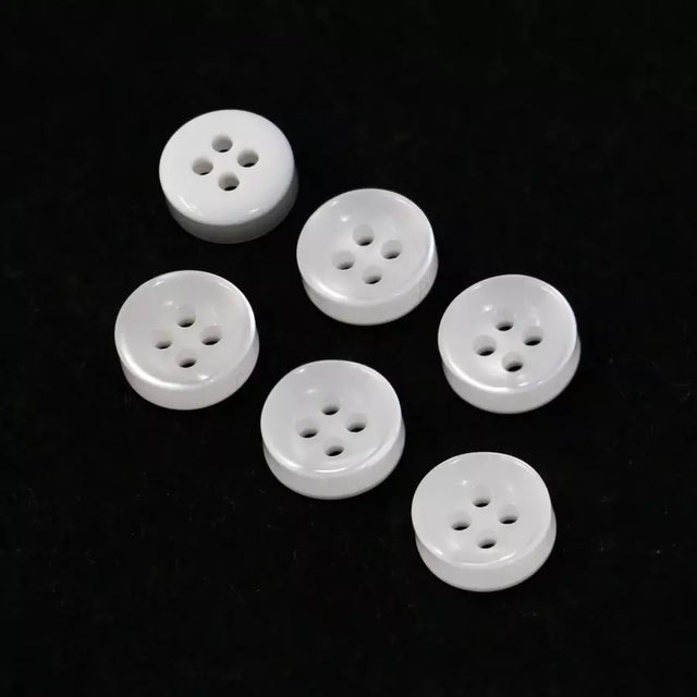 White Resin Buttons Durable for Shirts & DIY Crafts - 14L/16L