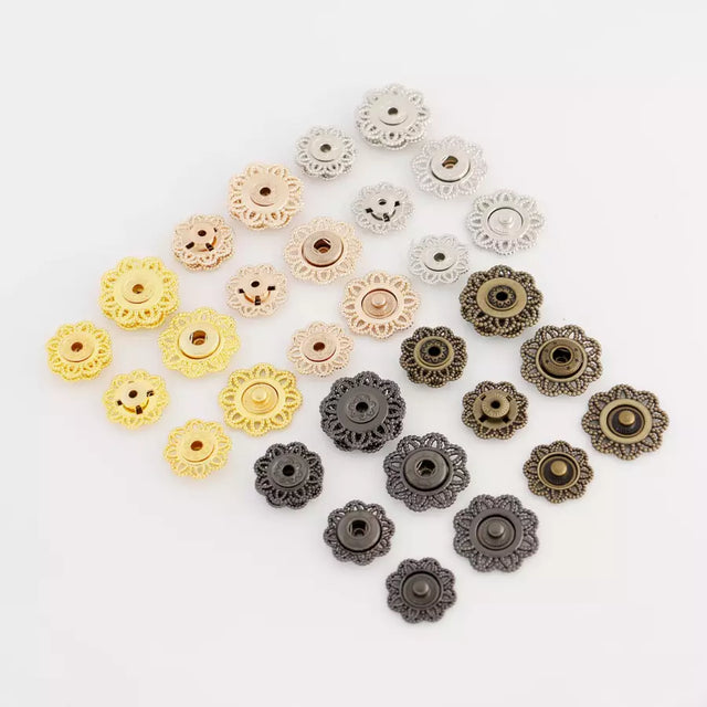 Sew-On Snap Buttons Heavy-Duty Lychee Flower Shape for Bags - 20mm