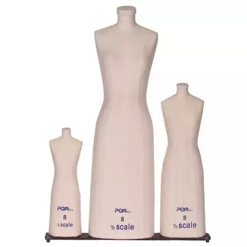 Mini Scale Dress Form Set Pinnable for Draping Design - 1/2, 1/3, 1/4 Scale