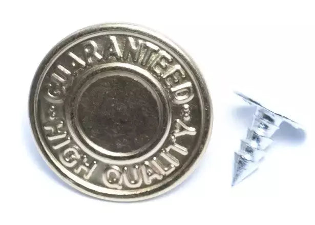 Jean Button Rivets Text Design Heavy-Duty for Denim, Leather & Canvas - 5 Finishes