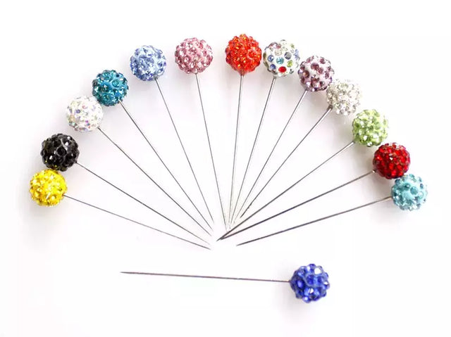 Rhinestone Head Scarf Pins Set - 4cm Zinc Alloy
