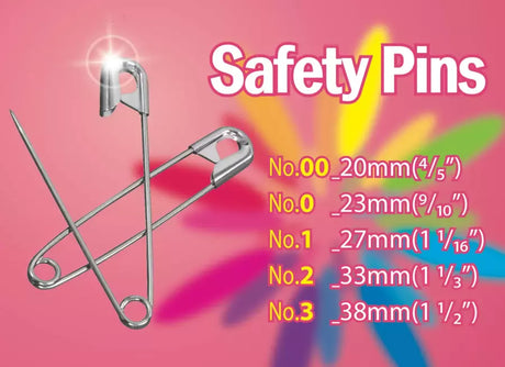 Safety Pins Nickel-Plated Steel Rust-Resistant for Garments - Assorted Sizes