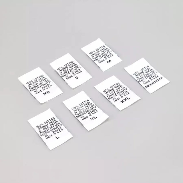 Clothing Labels Sew-In Printed Fabric Care - 1" x 1-1/2"