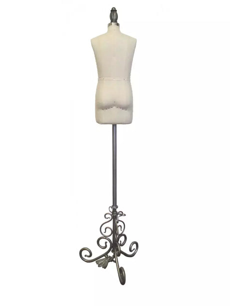 Half Scale Men Dress Form Pin-able Linen for Draping Practice - 17.5 in