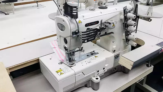 Industrial Coverstitch Sewing Machine 3-Needle Flat Bed with Binding Fittings - Kansai Special NW-8803GMG