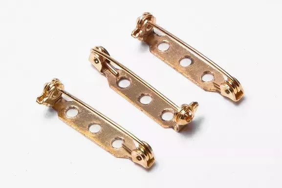 Pin Backs 1" Safety Catch for Brooches, Crafts - Gold/Silver