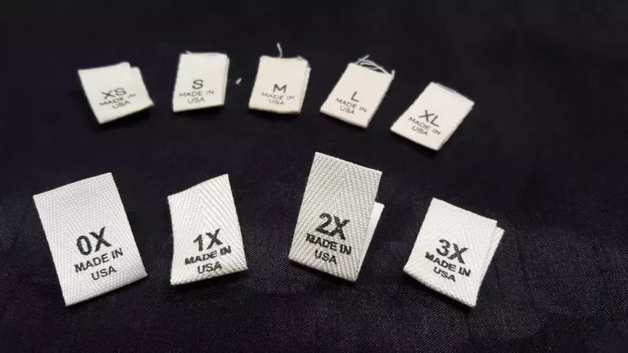 Size Labels Woven Cotton Sew-In Made in USA - Pack of 100