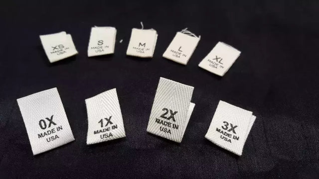 Size Labels Woven Cotton Sew-In Made in USA - Pack of 100