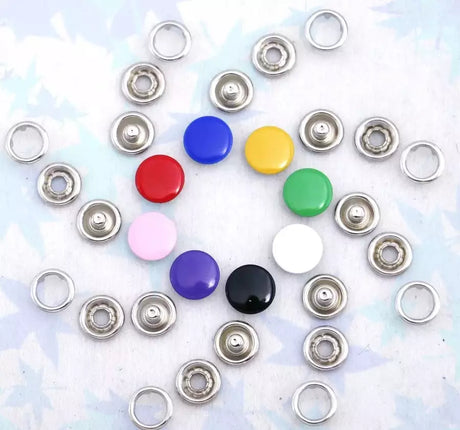 Prong Ring Snaps Enamel Button Covers for Fabric - 9.5mm/11mm