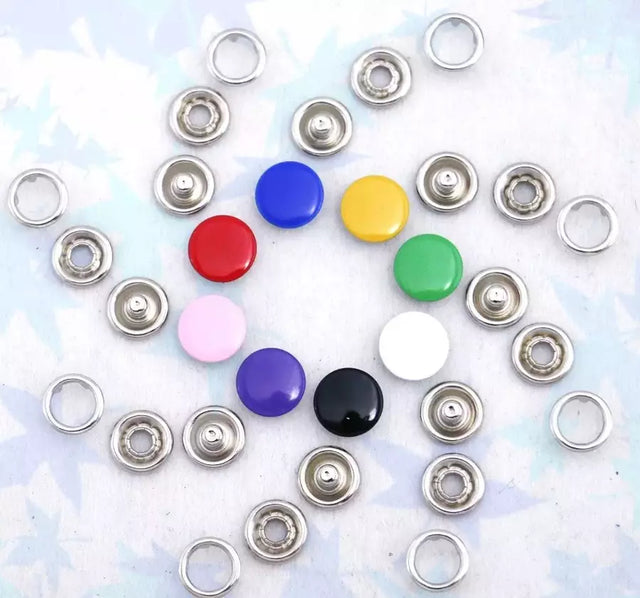 Prong Ring Snaps Enamel Button Covers for Fabric - 9.5mm/11mm