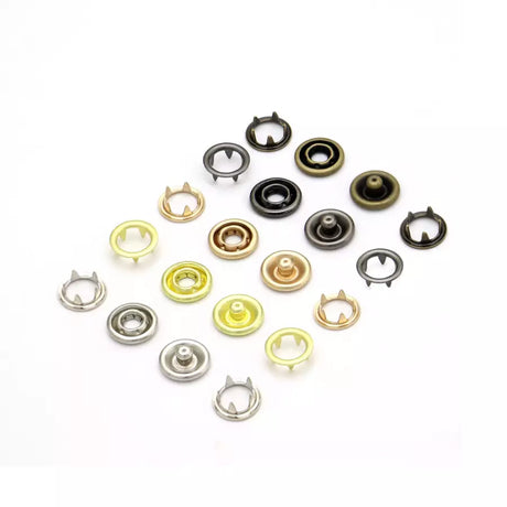 Prong Ring Snaps Metal Secure Grip for Fabric - 7.5mm to 15mm