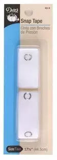 Snap Tape White Cotton Closure for Infant Clothing - 17-1/2 in