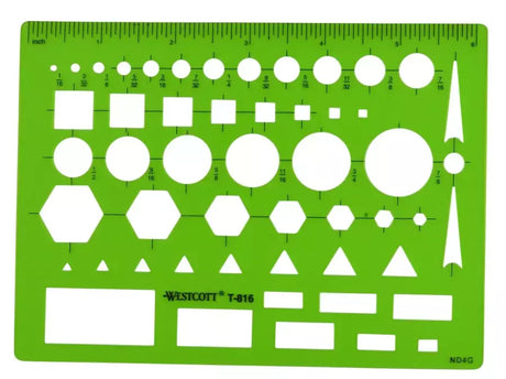 Plastic Template All-Purpose Shape Template with Inch Scale - 44 Shapes