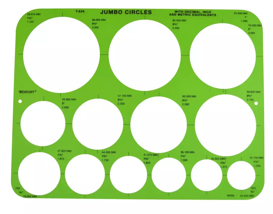 Circle Template Plastic Jumbo Circles for Drawing Fillets & Rounds - T-826