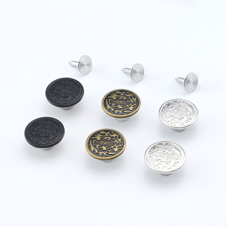 Jean Button Metal Rivets Durable Oak Leaf Design for Jeans - 17mm