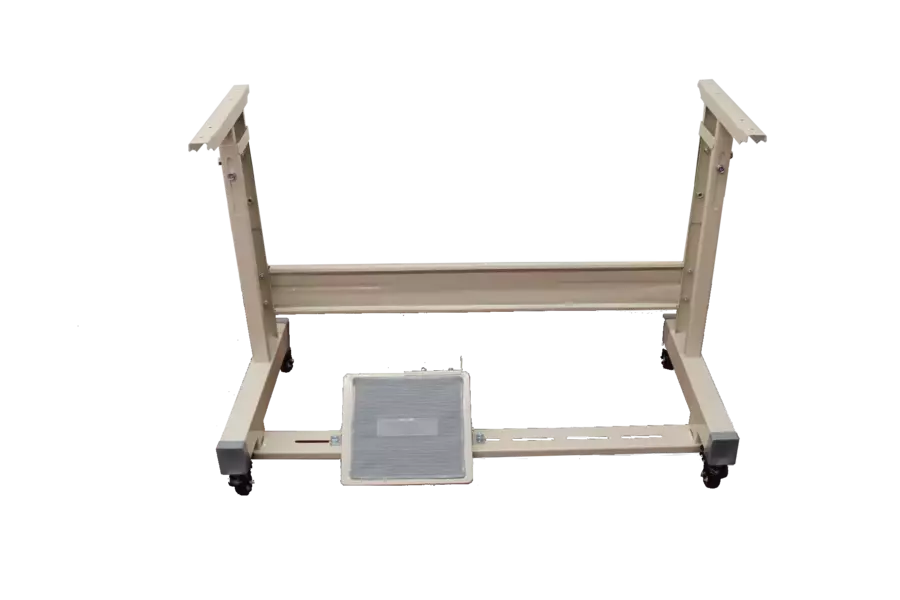 Industrial Sewing Table Frame Assembly with Locking Caster Wheels - Adjustable T-Leg