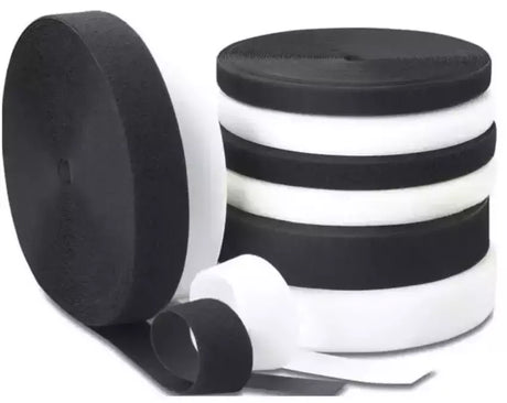 Hook and Loop Sew-On Fastener Durable Rolls for Sewing Projects - Black/White