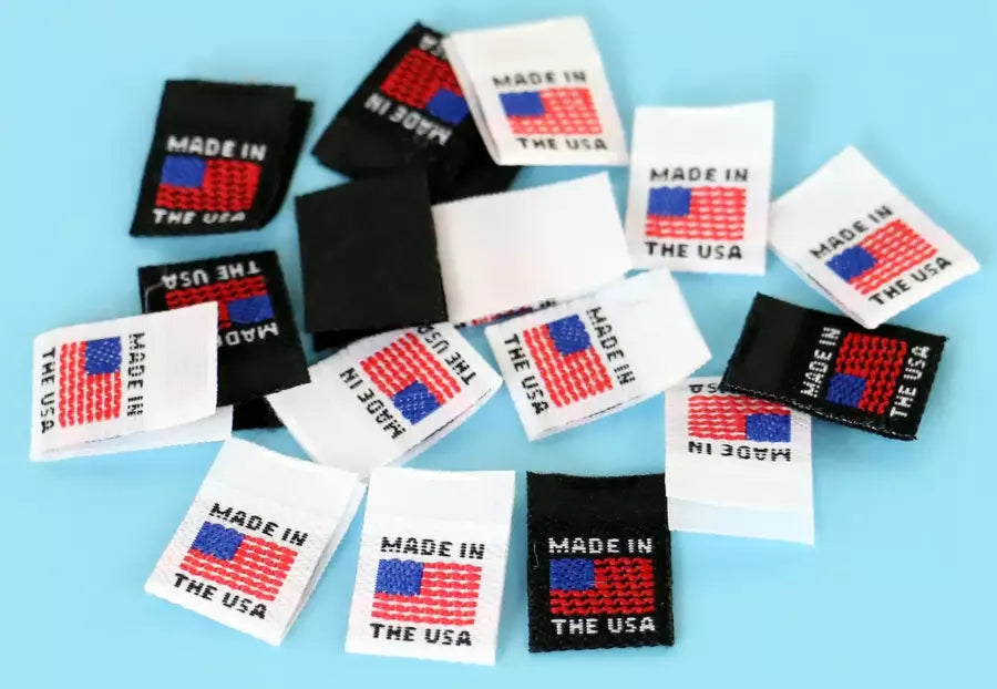 Made in the USA Woven Sew-In Clothing Labels - 3/8" x 13/16"