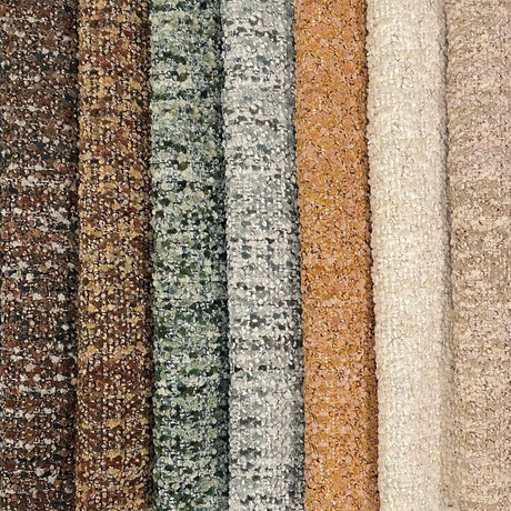 Boucle Upholstery Fabric by the Yard - Cora Solid Multi-Tonal Texture