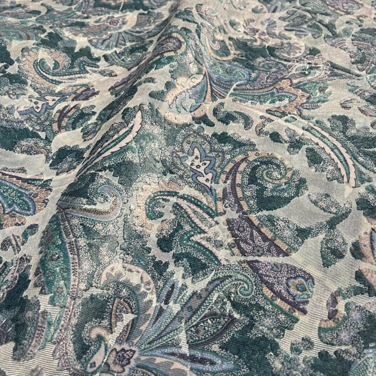 Cut Velvet Upholstery Fabric Florian Botanical Paisley