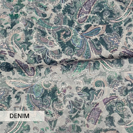 Cut Velvet Upholstery Fabric Florian Botanical Paisley