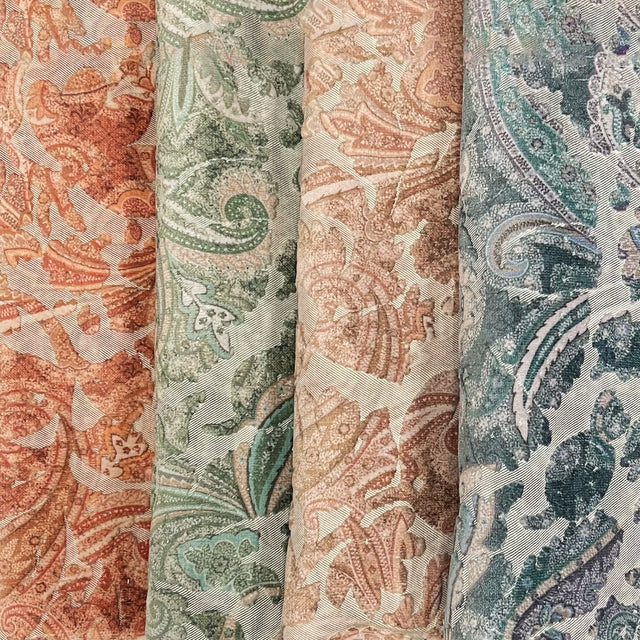 Cut Velvet Upholstery Fabric Florian Botanical Paisley