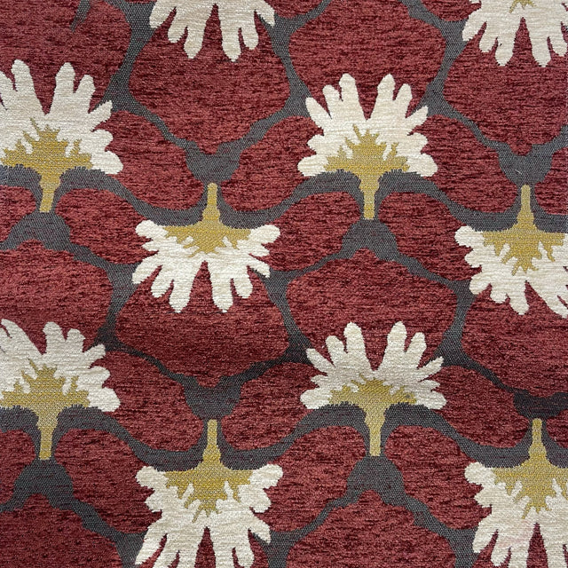 Chenille Upholstery Fabric Battery Floral Pattern