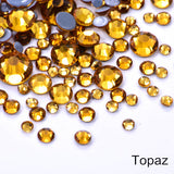 Small Bag Glue On Rhinestones Acrylic Fabric - Topaz Flat Back, 2MM To 6MM Sizes (1 Bag)