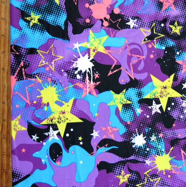 Swim Knit Totally 80's Nylon Spandex Abstract Stars