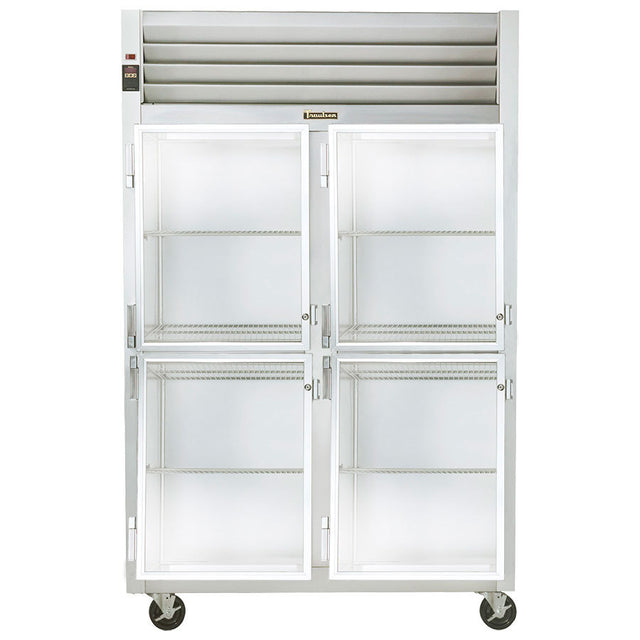 Traulsen G21003 2 Section Glass Half Door Reach In Refrigerator - Left / Left Hinged Doors
