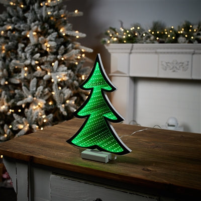 11.75" Green Christmas Tree Infinity Light