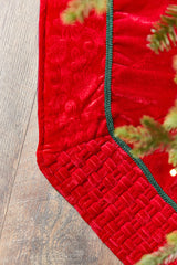 54" Red Velvet Braided Edge Tree Skirt