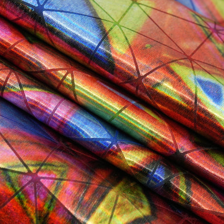 Foiled Spandex Fabric Triad Red and Royal