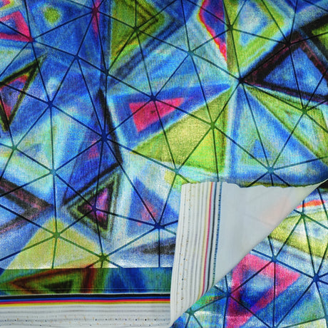 Foiled Spandex Fabric Triad Red and Royal