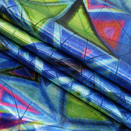 Foiled Spandex Fabric Triad Red and Royal