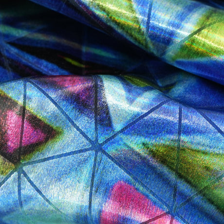 Foiled Spandex Fabric Triad Red and Royal
