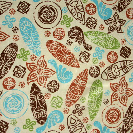 Microfiber Boardshort Fabric Tribal Masks and Symbols