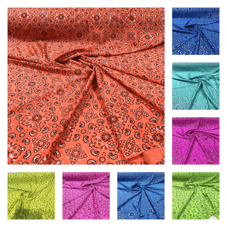 Bandanna Print Nylon Spandex Fabric - Bandanna Print, 58" Width (1 Yard)