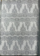 Trim Glitter Damask Design On A Mesh Lace 58" Wide - Polyester Glitter Lace Fabric - Gold, Damask Design, 58" Width (1 Yard)