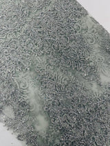 Trim Glitter Damask Design On A Mesh Lace 58" Wide - Polyester Glitter Lace Fabric - Gold, Damask Design, 58" Width (1 Yard)
