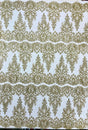 Trim Glitter Damask Design On A Mesh Lace 58" Wide - Polyester Glitter Lace Fabric - Gold, Damask Design, 58" Width (1 Yard)