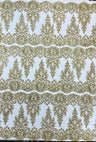 Trim Glitter Damask Design On A Mesh Lace 58" Wide - Polyester Glitter Lace Fabric - Gold, Damask Design, 58" Width (1 Yard)