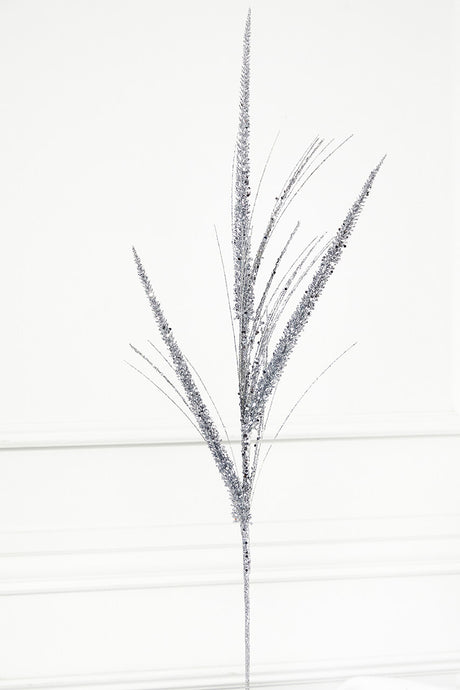 34" Glitter/Mica Triple Spike Grass Spray - Silver