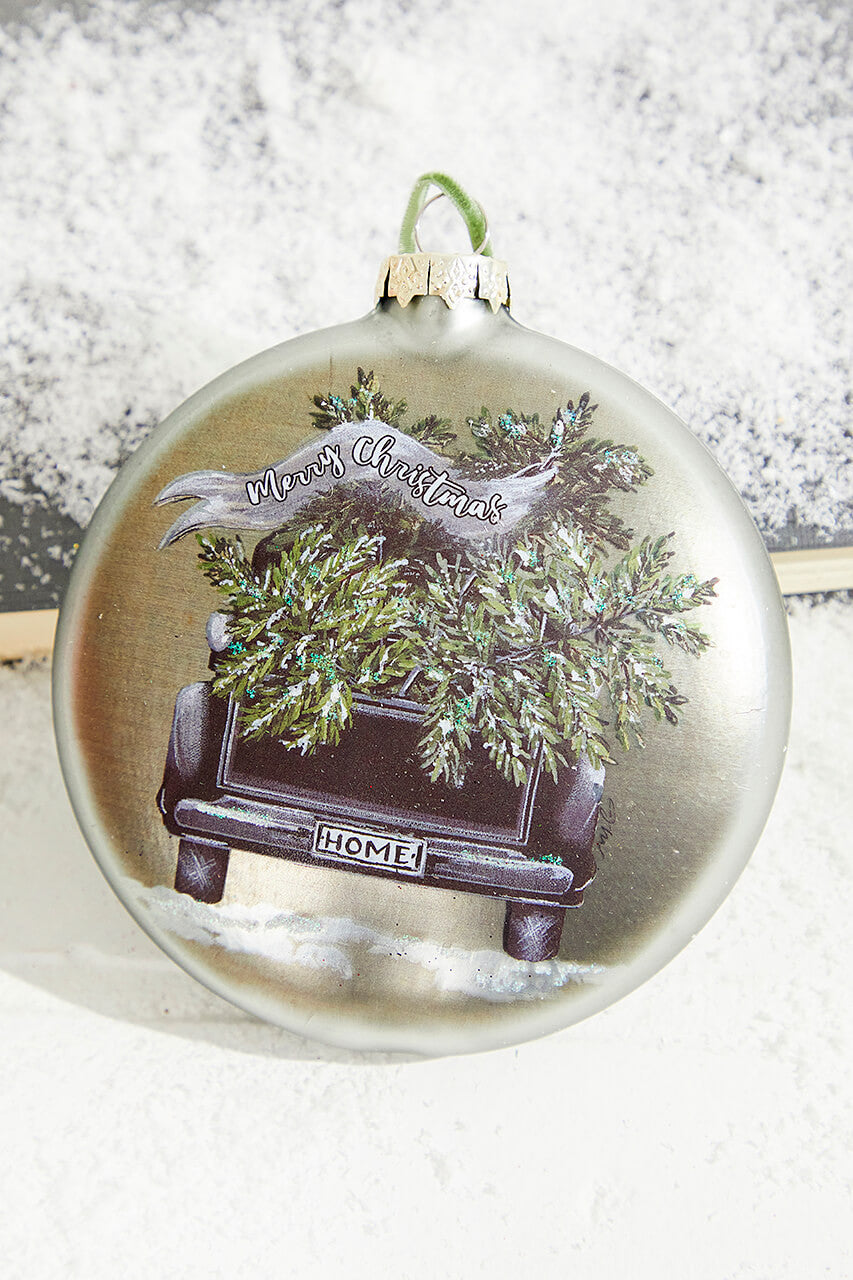 Rustic Truck with Christmas Tree Ornament 4.5" Decor
