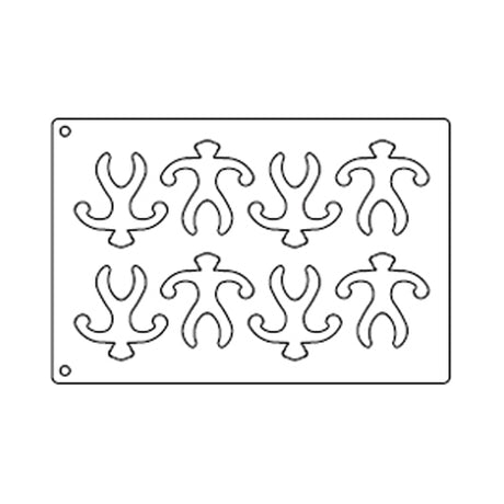Tuile Template, Monkey, 3.5" x 3.75". Overall Sheet 10.5" x 15.5"