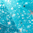Turquoise Star Bursts Sheer Organza Fabric - Turquoise Star Bursts, 58/60" Width (1 Yard)