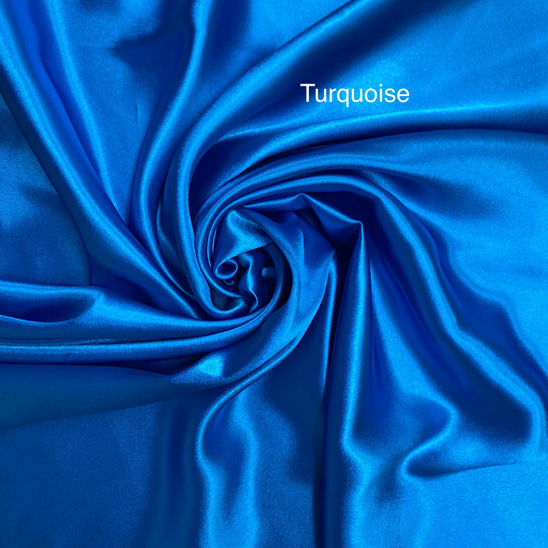 Crepe Satin Polyester Fabric - Turquoise, Shiny, 58" Width (1 Yard)