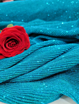 Stretch Spandex Lame Sequin Fabric Teal Blue