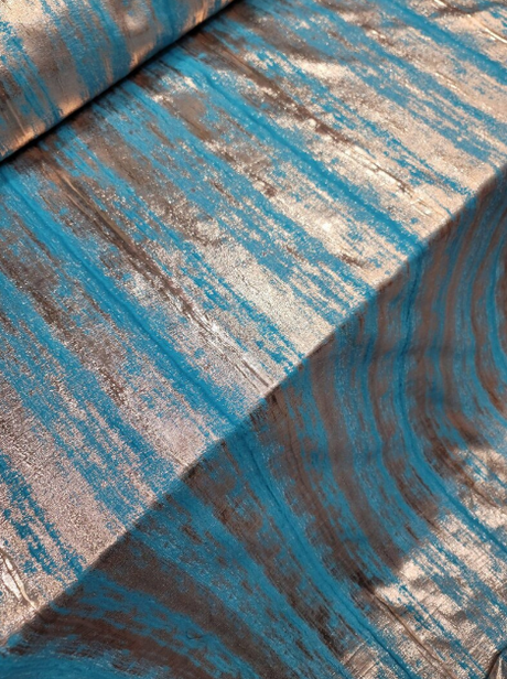 Brocade Jacquard Fabric Turquoise Metallic Gold